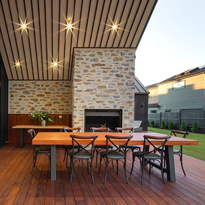 Outdoor dining area.