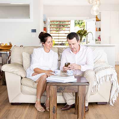 couple looking at phone