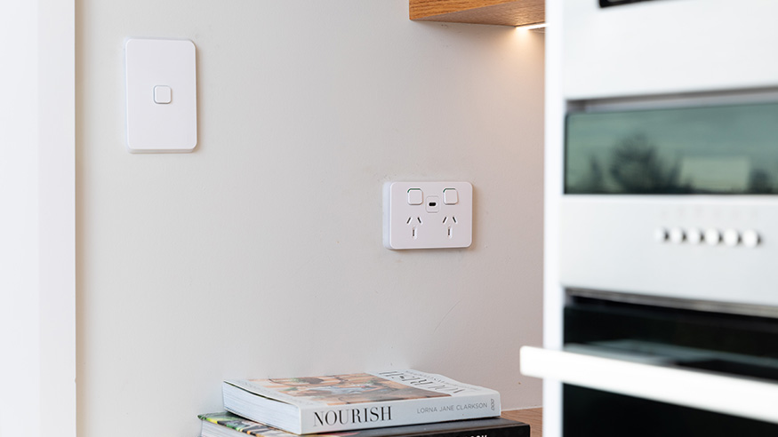 PDL Iconic smart switch and power points with USB installed on the wall