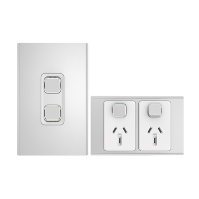 PDL Iconic Styl Silver light switch and power points