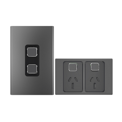 PDL Iconic Styl Silver Shadow light switch and power points