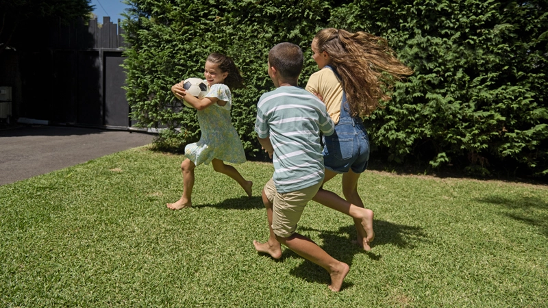 Children playing in the backyard